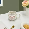 thumbnail image 2 of Handmade Bows Detailing Drinking Mug White Ceramic Water Cup With Bowknot Pattern Dishwasher Safe Tableware, 2 of 8