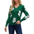 thumbnail image 4 of Vividaire Women's Fall Sweaters Casual Floral Knit Long Sleeve Pullover Tops, 4 of 7