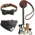 thumbnail image 4 of 3Pcs/Set Pet Collar Set - Plaid Print Vintage Style Bowknot Tie Dog Collar Leash Set for Outdoor Activities, 4 of 8