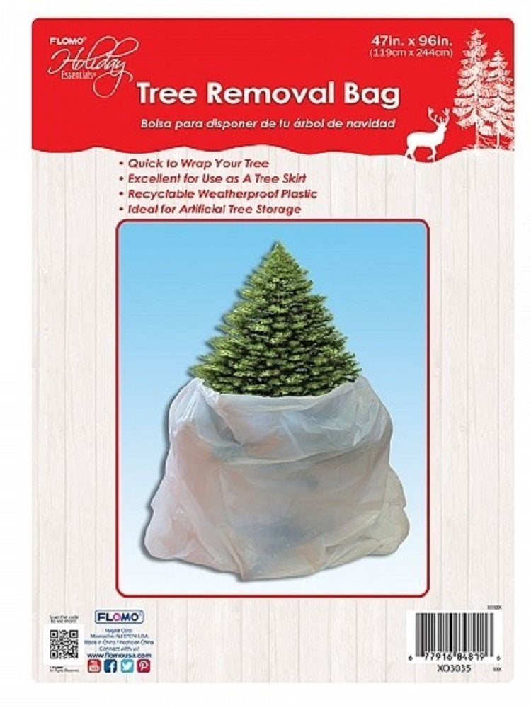 FLOMO White Christmas Tree Removal and Storage Bag, 47 x 96 Inches