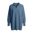 thumbnail image 3 of CUSTG Female Sweater Oversized Long Sleeve Solid Color Turndown Collar Loose Fit Comfortable Fall Winter Knit Top, 3 of 3