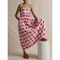 thumbnail image 6 of Yunliwuli Women Cami Dress Plaid/Print V-Neck Spaghetti Straps Sleeveless Backless A-line Dress Long Dress, 6 of 10