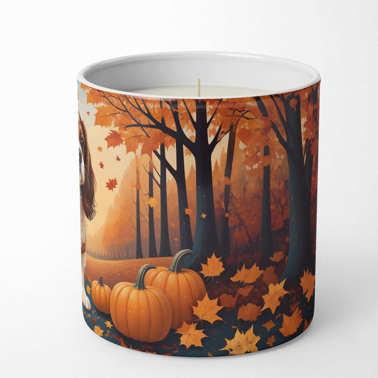Cavalier Spaniel Fall Decorative Soy Candle 3.25 in x 3.75 in