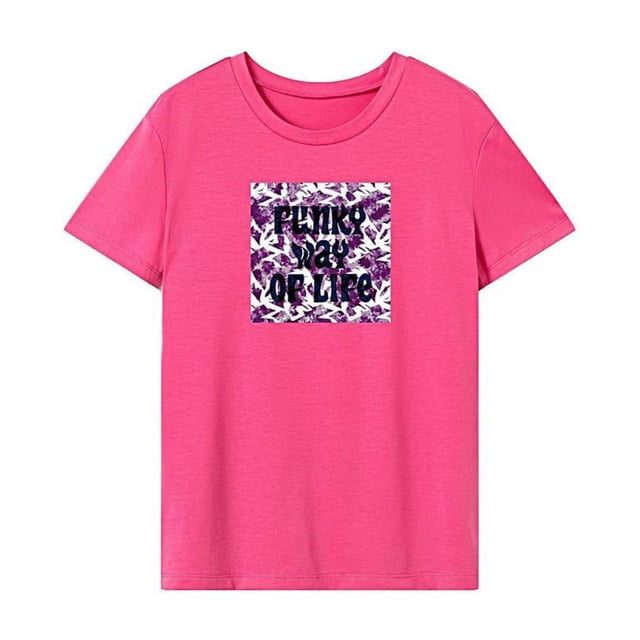 Camiseta para mujer, camisetas de verano, camiseta con cuello redondo para senderismo, playa, desplazamientos, trabajo S