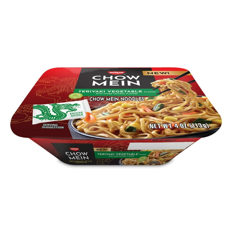 4 pack) Nissin Foods Chow Mein Instant Noodles, Teriyaki Vegetable