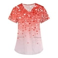 thumbnail image 3 of ASDFVBKG Valentine's Day Scrub Top for Women Short Sleeve V Neck Casual Scrub Tops Heart Printed Nursing Medical Uniform Funny Top 2 Pockets Vermilion L, 3 of 7