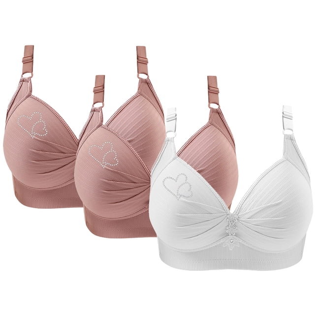Lolmot Bras for Women, 3PCS Womans Printing Gathered Together Large Size Daily Bra Underwear No Rims
