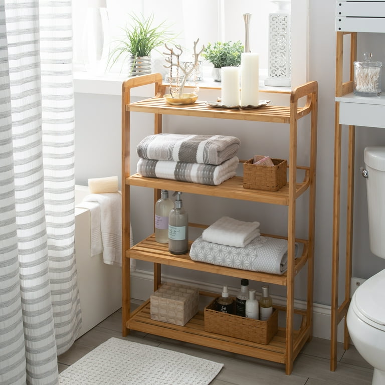 Organize It All 3 Tier Bamboo Bathroom Corner Storage Shelf