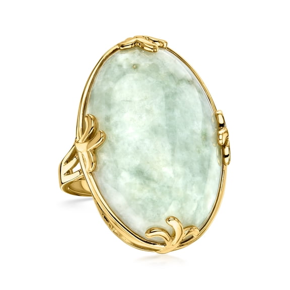 Ross-Simons 30x20mm Jade Ring in 18kt Gold Over Sterling, Women's, Adult