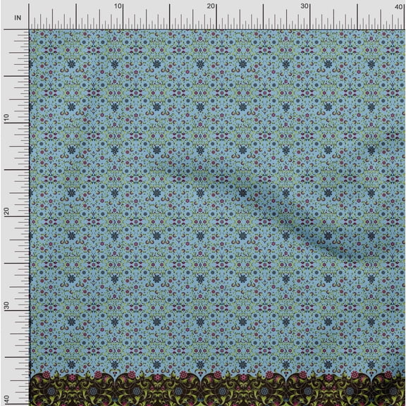 Soimoi Cotton Voile Fabric Floral & Leaves Panel Fabric Prints by Yard 42 Inch Wide