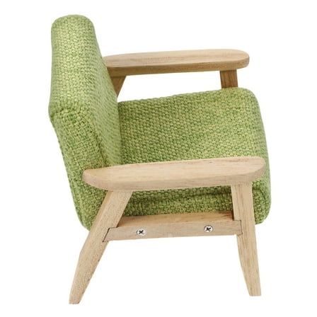FRCOLOR Light Green Mini Sofa Doll Furniture Classical Style for Decor Wood and Cloth Design 1 Piece