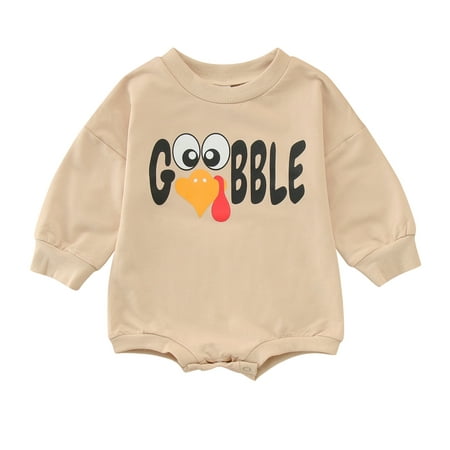 

TAIAOJING Baby Romper Jumpsuit Babys Girls Boys Print Spring Winter Thanksgiving Turkey Sweatshirt Long Sleeve Pullover Bodysuit Clothes Outfit 12-18 Months