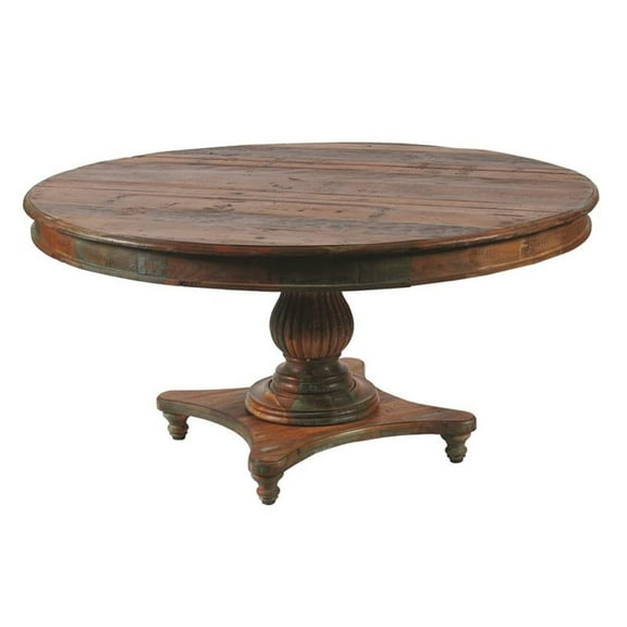 Trinidad Solid Reclaimed Wood 60" Round Dining Table in Multi-Color