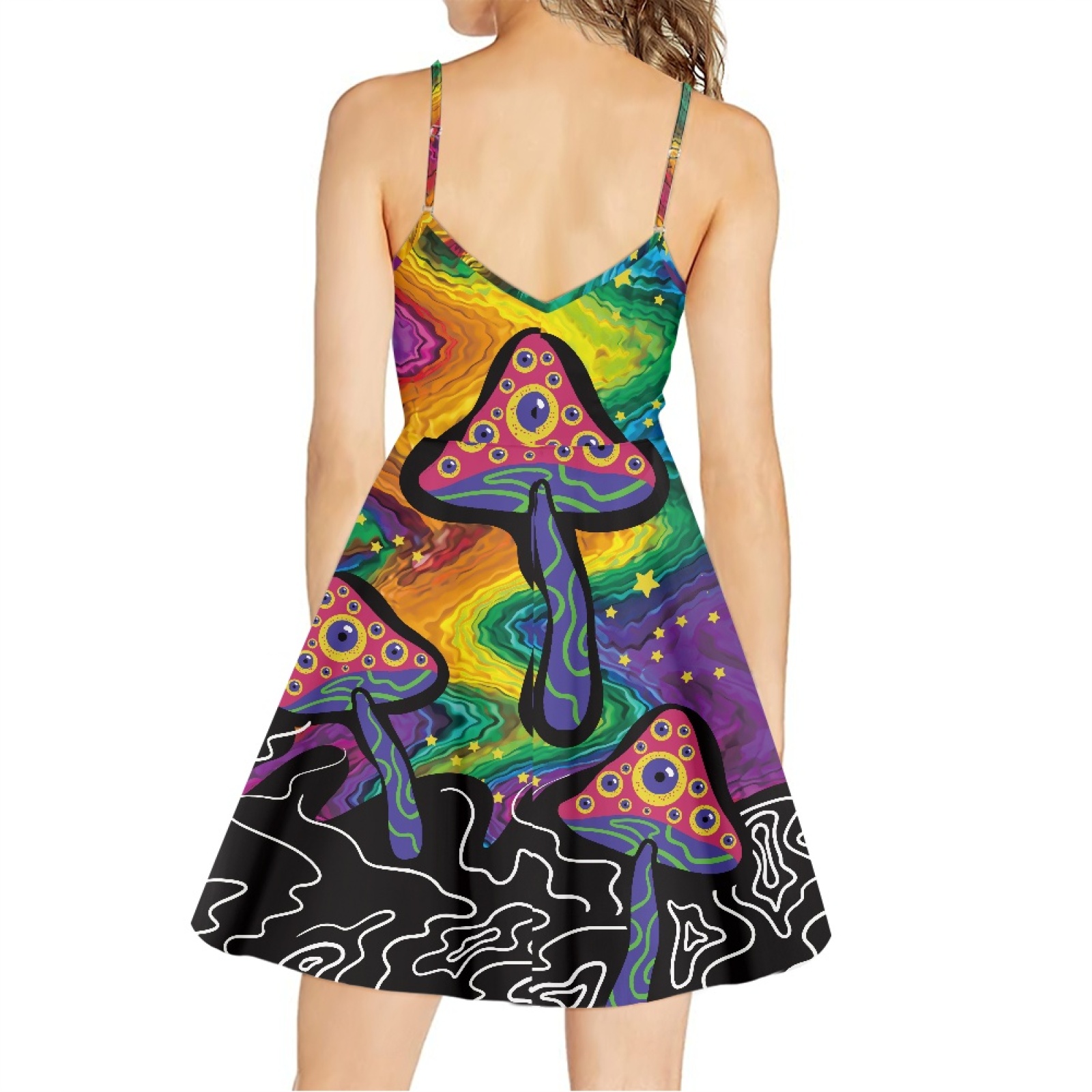 Jeiento Womens Dress Casual Sleeveless Midi Dresses Athletic Activewear Summer Knee Length Dress Dresses Breathble Great Gift for Teen Girls Size L, Magic Mushroom