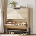 thumbnail image 1 of Ourlova Shoe Cabinet Storage with 2 Flip Drawers Hidden Shoe Storage Cabinet for Entryway Adjustable Shoes Rack for Home Hallway Living Room 9.5 Inches Depth 31.5 Inches Width 37 Inches Height, 1 of 8