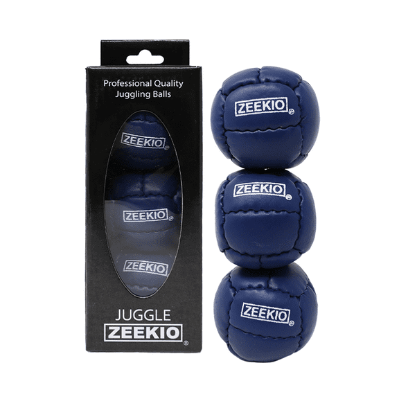Zeekio Galaxy Juggling Balls - Premium 12 Panel Genuine Leather Balls - 130g - 67mm - Pack of 3, Dark Blue