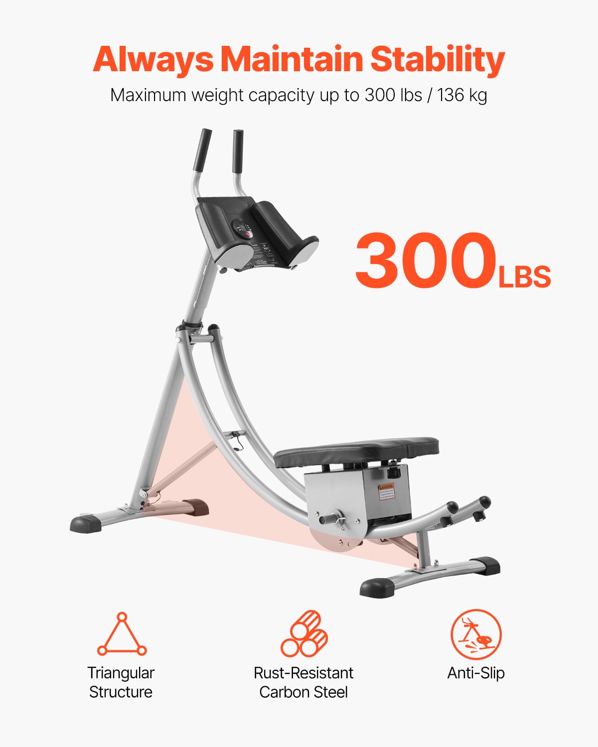KFFKFF Core Exercise Device, Home Gym Abdominal Gear, Women's Core & Abdominal Training Equipment, 300 lbs Load Limit Strength Conditioning Ab Cruncher, Adjustable Collapsible Workout Tool