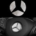 thumbnail image 1 of Tapas con logotipo de volante compatibles con Mercedes Benz (1.772 in), accesorios de emblema de volante de cristal de diamante para mujer W205 W212 W213 C117 C E S CLA GLA GLK Class brillar Electrónica, 1 of 5