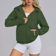 thumbnail image 4 of ClodeEU Cropped Zip Up Hoodies For Womens,Drawstring Hooded Thumbhole Sweatshirt,Sweatshirt Fall with Pockets Army Green,Womens Plus XXL, 4 of 7