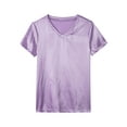 thumbnail image 6 of YEAHDOR Mens Short Sleeve Satin T-Shirt Casual Loose Pajamas Tops Sleepwear Purple XXL, 6 of 7