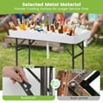 thumbnail image 5 of Yardi Yarda 4 Feet Plastic Party Ice Folding Table, Camping Table with Matching Skirt and Ice Bucket for Outdoor as Yard, White, 5 of 11