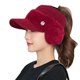 thumbnail image 3 of Gorro de invierno con protección para los oídos para mujer, gorro de lana de poliéster con parte superior hueca y puntiaguda, gorro de punto a prueba de frío para montar a caballo, otoño e invierno, 3 of 5