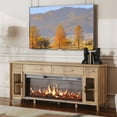 thumbnail image 3 of BELLEZE 74 Inch Rustic TV Stand with 48" Electric Fireplace, Extra Large Entertainment Center With Storage Cabinets & 4 Drawers, Media Console Table For Living Room Bedroom (Camel), 3 of 7