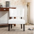 thumbnail image 2 of Ivory Tufted Accent Chair - Oversized Blended Leather Seating | Living Room & Bedroom Chair (27"W x 31"D x 34"H), 2 of 6