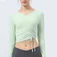 thumbnail image 2 of tarylea Women's Yoga Tops V Neck Drawstring Tops Long Sleeve Slim Fitted Shirts Casual Sports Shirts Athletic Tops, 2 of 4