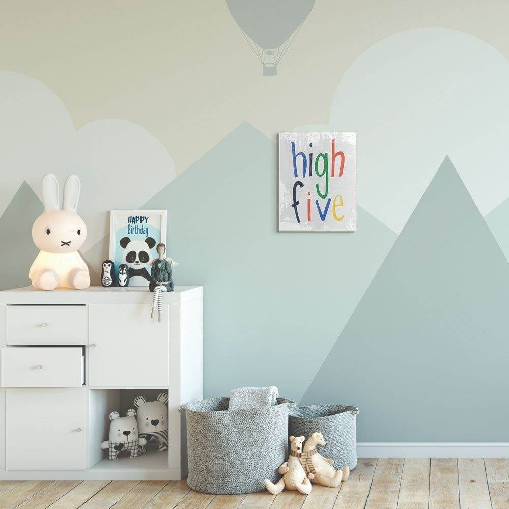 The Kids Room by Stupell Kids Cool High Five Colorful Word Design Wall Plaque Art by Daphne Polselli