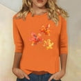 thumbnail image 3 of TKLPEHG Womens Fall Tops Thanksgiving 3/4 Sleeve Tunic Tops Fall Funny Graphic Tee Round Neck Casual Fashion Colthes (Orange,XXXXXL), 3 of 4