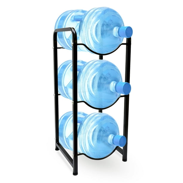 Estantería de 3 Niveles para Garrafones, Soporte de Acero Resistente y Desmontable para 3 Botellas (Negro)