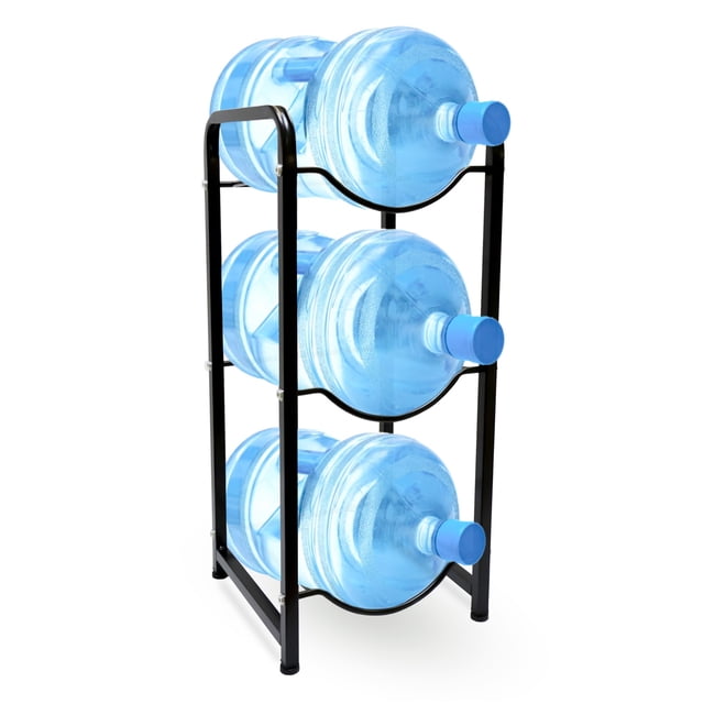 Estantería de 3 Niveles para Garrafones, Soporte de Acero Resistente y Desmontable para 3 Botellas (Negro)
