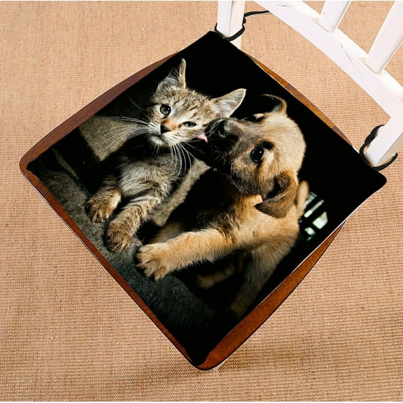 ABPHQTO Puppy Kitty Lick Kiss And Love Chair Pad Seat Cushion Chair Cushion Floor Cushion Two Sides Printing 16x16 Inch