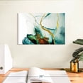 thumbnail image 3 of Elephant Stock Abstract Gold Streaks Wall Art - Horizontal Canvas Wall Art - Living Room Wall Decor - Abstract Canvas - White And Teal Decor - 12" x 8", 3 of 8