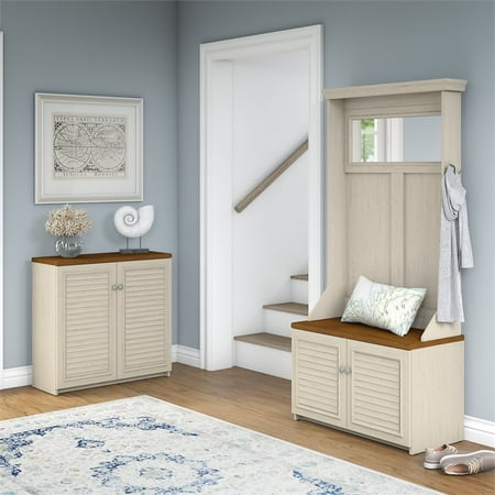 Bush Fairview Hall Tree And Cabinet In Antique White Walmart Canada