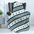 thumbnail image 4 of Anchor Soft Flannel Fleece Throw Blanket, Borders Stripes and Marine Form Hipster Design Retro Style Maritime, Cozy Plush for Indoor and Outdoor Use, 50" x 60", Blue Black White, by Ambesonne, 4 of 5
