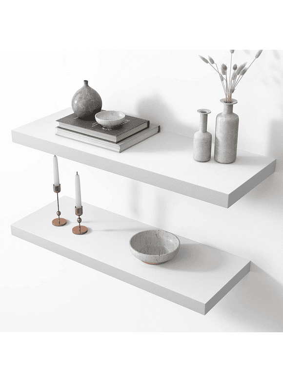 White Floating Shelves in Wall Shelves