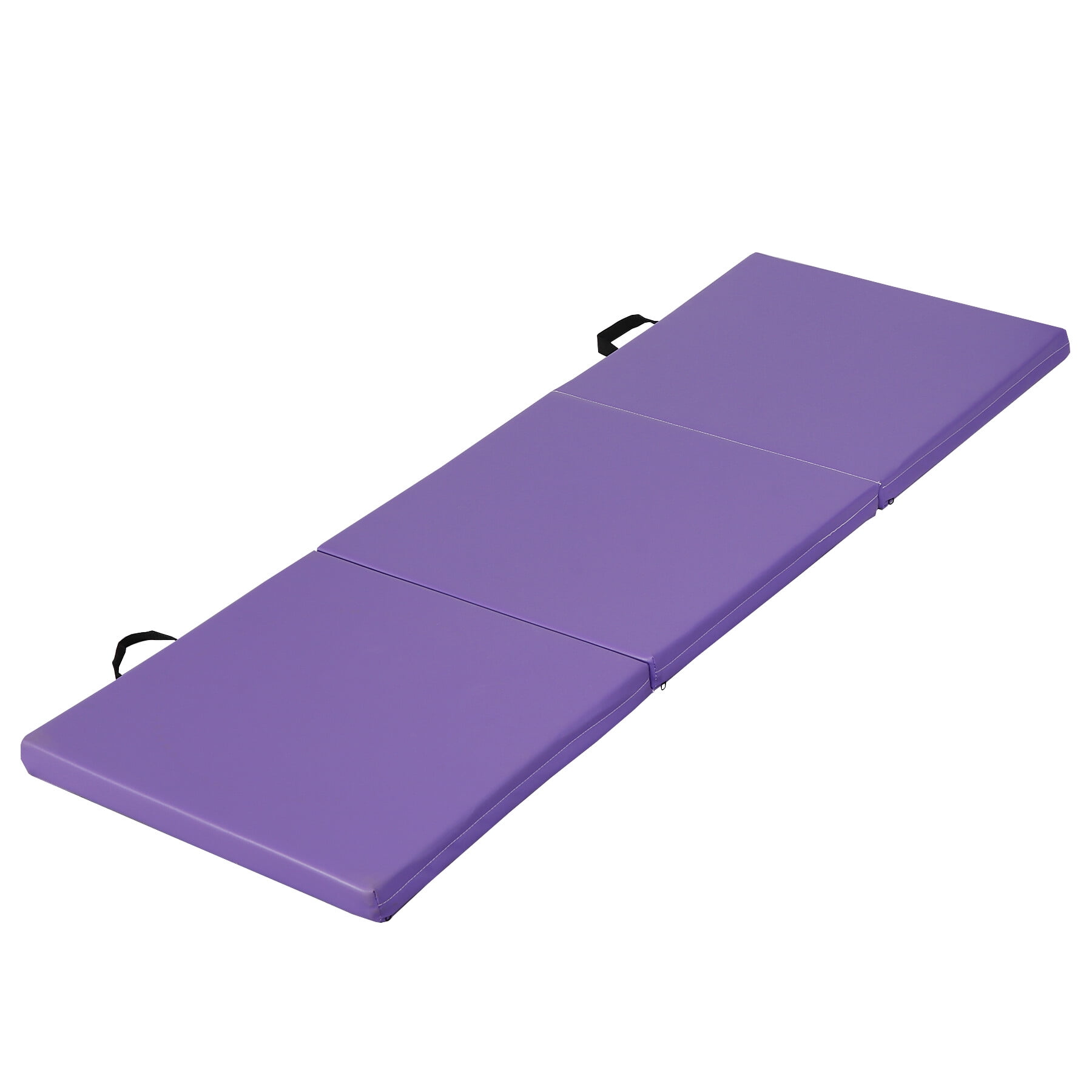 ZENY 6' x 2' x 2" PU Leather Home Tri-Fold Gym Exercise Aerobics Yoga Mat Anti-Slip W/Carrying Handles, Purple