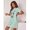 Green-L, variant on Green Polka Dot Slogan Sleep Dress With Short Sleeve And Crew Neck
