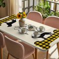 thumbnail image 3 of Yellow Black Buffalo Checkered Table Cloths for 3 Foot Rectangle Tables, Bones Cute Dogs Pets Patio Waterproof Elastic Fitted Tablecloths, Washable Rectangular Table Cover for Camping, 3 of 8