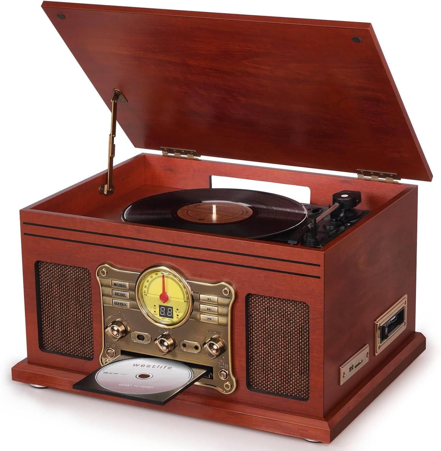 DIGITNOW Bluetooth Record Player 3-Speed Turntable with Stereo Speaker ...