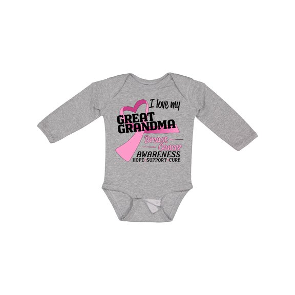 Inktastic I Love My Great Grandma- Breast Cancer Awareness- Hope, Support, Love Boys or Girls Long Sleeve Baby Bodysuit