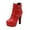Red High-Heels Ankle Boots, variant on Winter Ankle Boots High Heel Waterproof Casual Solid Color Round Toe Back Zipper Fashion Footwear for Women