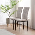 thumbnail image 3 of CQSXDA Modern Velvet Upholstered Dining Chairs Set of 4 with Metal Legs and Adjustable Feet for Kitchen or Dining Room, Gray, 3 of 9