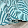 thumbnail image 5 of Fab Habitat Outdoor Rug - Waterproof, Fade Resistant, Crease-Free, Reversible - Premium Recycled Plastic - Modern Geometric - Patio, Deck, Porch, Balcony, Laundry Room - Tokyo - Teal - 4 x 6 ft, 5 of 9