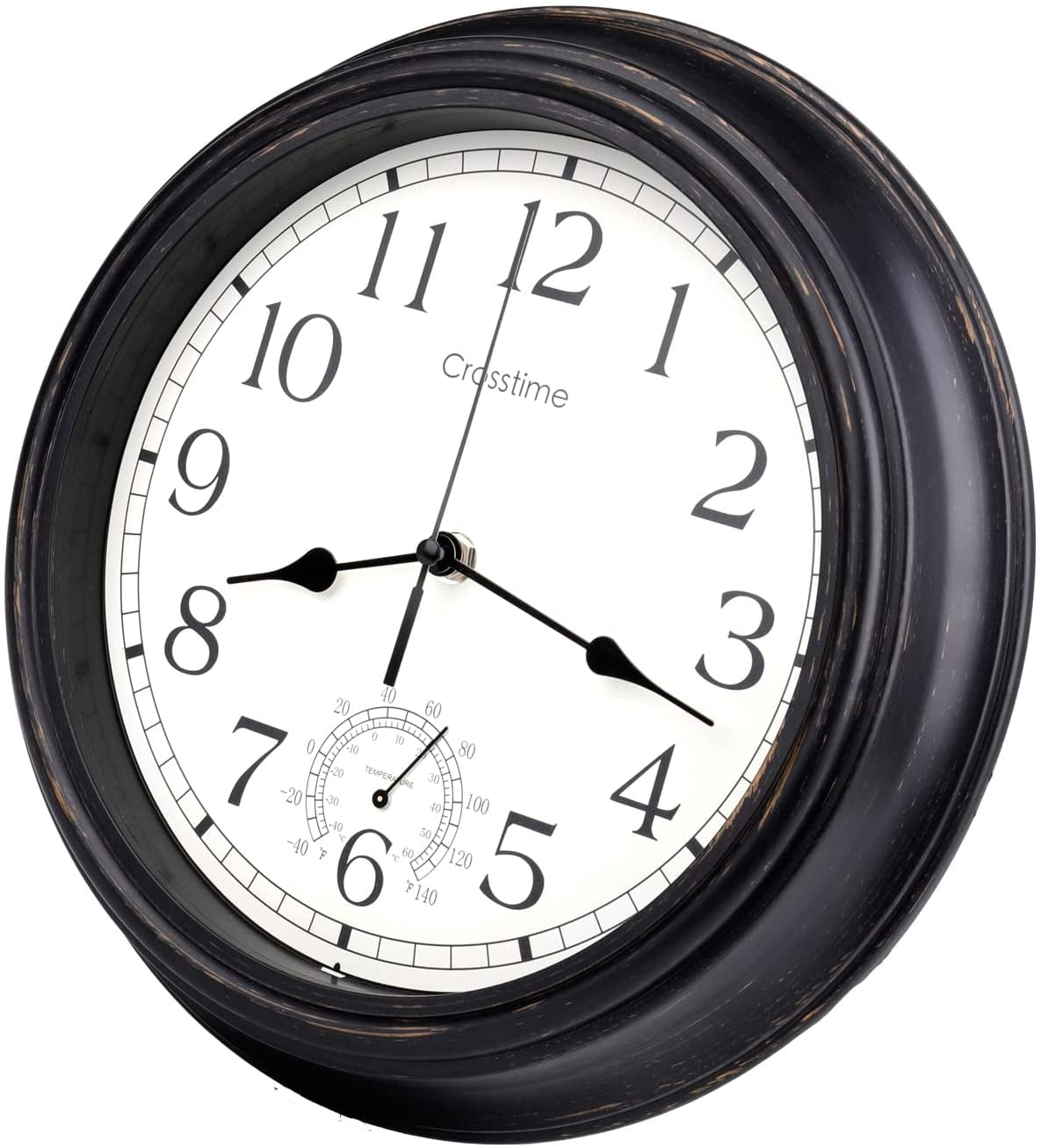 12 Inch Wall Clock with Thermometer,Battery Operated Waterproof Indoor/Outdoor Clock for Bathroom/Kitchen/Bedroom,Bronze