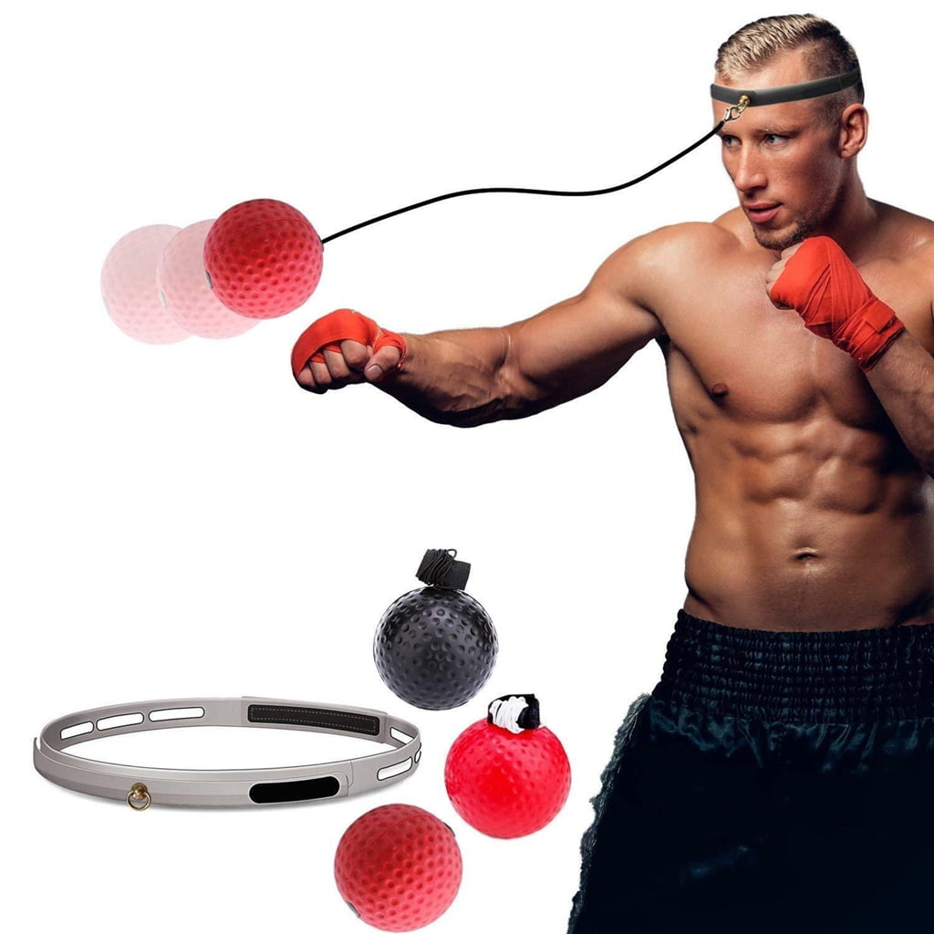 Boxing Reflex Speed Punch Ball Tennis Ball Headband Set MMA Training Tool 