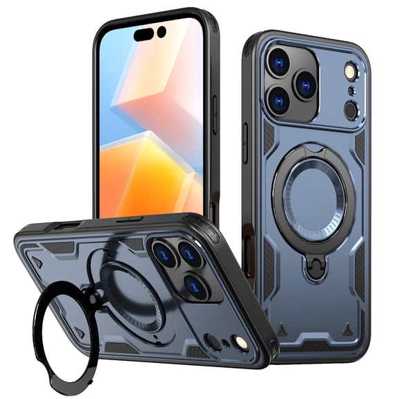 Dteck Magnetic Case for iPhone 18 Pro,Shockproof TPU PC Case Compatible with MagSafe Ring Stand Heavy Duty Rugged Protective Cover for iPhone 18 Pro,Blue