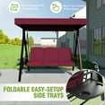 thumbnail image 5 of VEIKOUS 3-Seat Patio Porch Swing, Outdoor Steel Frame Glider w/Canopy and Side Trays, Wine Red, 5 of 17